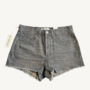 NWT Denim Forum 90's Vintage High-Rise Cut-Off Shorts in 'Gun Metal' Size 30